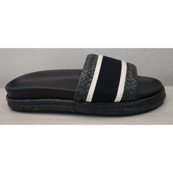 H&M 1215225-001 Women's Sz 6 Black Braided Foot Strap Espadrille Slide Sandals - Picture 6 of 9